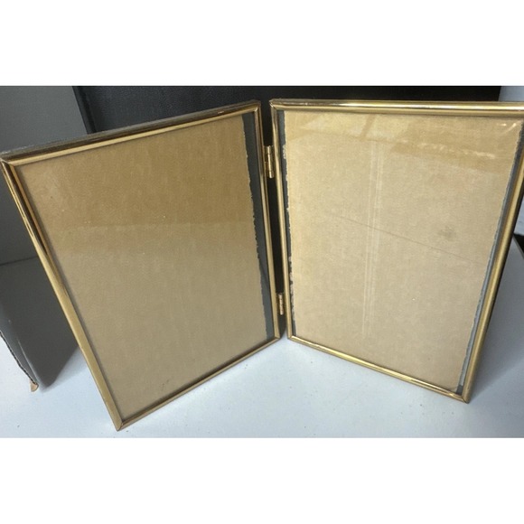 Vintage Two Sided Gold Brass/Metal Folding Frames 6.5X4.5" - Picture 1 of 7